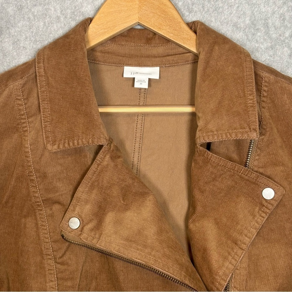 J. Jill Corduroy Full Zip Moto Jacket Coat-Washed Rye Brown-Women Size 2X - Picture 2 of 9